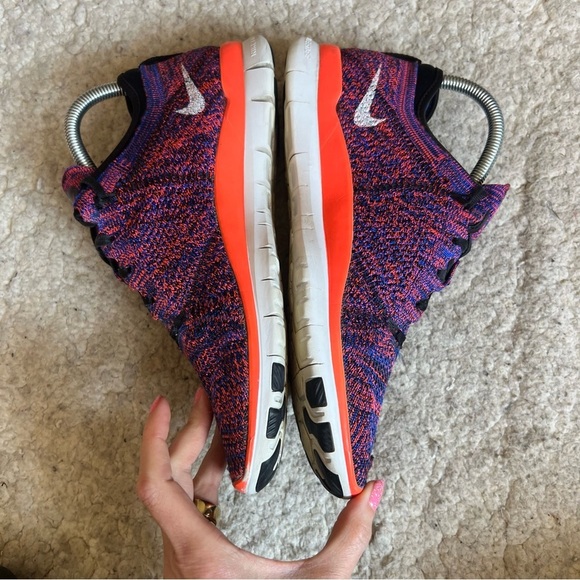 Women's Nike Free 5.0 TR Fit 4 Print Training Sneaker Purple White Coral Shoes - Picture 5 of 9